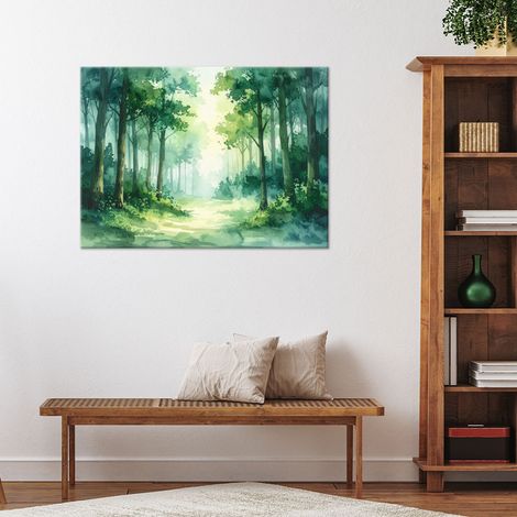 Wandbild Grüne Waldlandschaft Natur im skandinavischen Boho-Stil 60x40 (1/4)