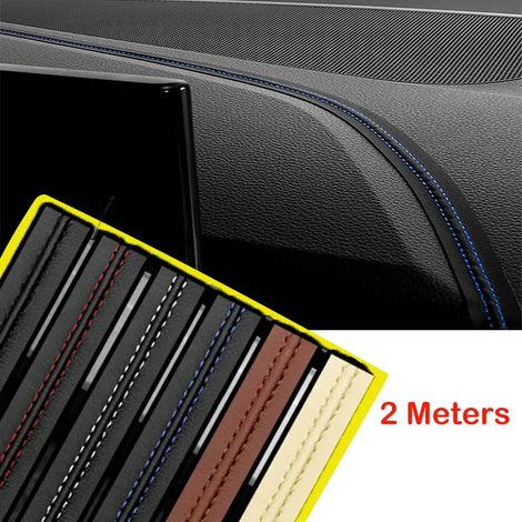 (A) Bandes de garniture intérieures flexibles en cuir PU à faire soi-même, accessoires de voiture, décoration, bande tressée, autocollant pour tableau de bord, bandes de style automobile (1/5)