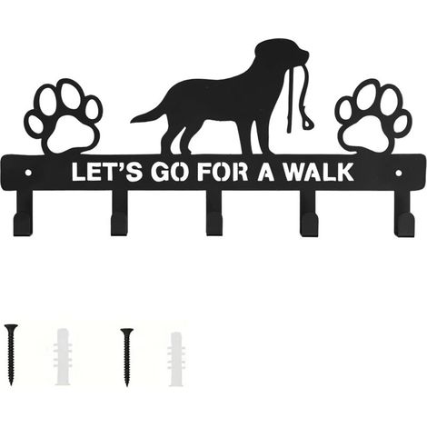 Porte Manteau Mural, Support mural pour Laisse de Chien à 5 Crochets, Organisateur Cintre Mural Décoratif pour Salon, Porte-Manteau Mural en Métal pour Clés, Vêtements, Écharpe (Noir)