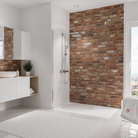 Schulte – Panneau mural de douche briques industrielles 150 x 255 cm – Composite aluminium 3 mm – Étanche et facile à poser