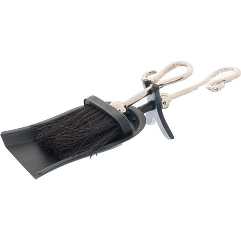 Chrome Crook Handled Hearth Tidy Set - Metal - L14 x W38 x H9 cm - Silver