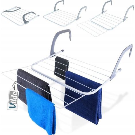 VILDE Séchoir à linge 10 Barres - Séchoir pour radiateur - Compact - Durable - 6 kg de Capacité - Rangement Facile (1/5)