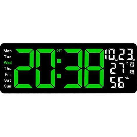 Grande horloge murale LED avec télécommande, réglage automatique de la luminosité et affichage multifonctionnel, idéale pour la décoration d'une chambre ou d'un bureau, respectueuse de l'environnement (1/5)