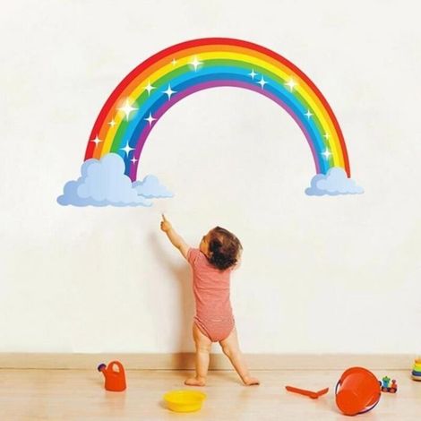 (Rouge，orange，jaune，vert，bleu，indigo，violet)Stickers muraux - Arc-en-ciel - Chambre - Adulte - 73cm x 40cm