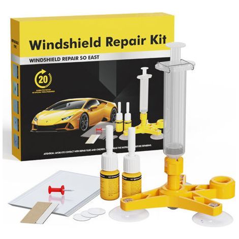 Générique Kit de Réparation pour Pare-Brise Fissuré - Solution Rapide pour Verre - Kit de Réparation d'Éclats de Vitre,pour Voiture Automobile Fenêtre Rayure Miroir Peinture Pare-Brise (1/5)