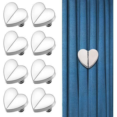 8 Paires Pince Rideau, Aimants Bouton de Rideau, Aimant Rideau, Aimant en Forme de Cœur, Aimant pour Rideaux, Attache Rideau (1/5)