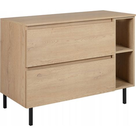 Hängende Waschtischunterschrank Simple 80 cm - Helle Eiche - Modernes Design - Mit Ablage und Regal