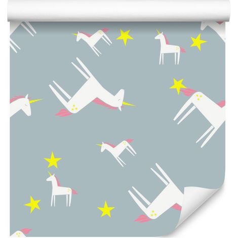 Carta da parati con unicorni e stelle per soggiorno e camera da letto, 50x1000 cm (1/5)