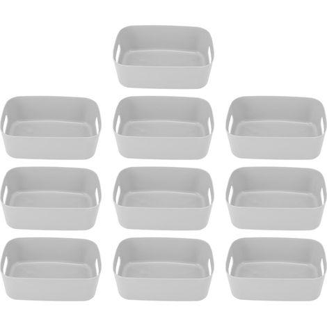 boîte de rangement-Panier de rangement miniature 10 pièces PP avec poignées et bords arrondis pour bureau cuisine (1/5)