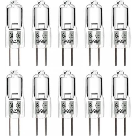 10 Pièces Ampoules Halogènes G4, Ampoule G4 Blanc Chaud 12V 20W, Capsule Transparente, Pour Lustre, Placards, Plafonnie (1/5)