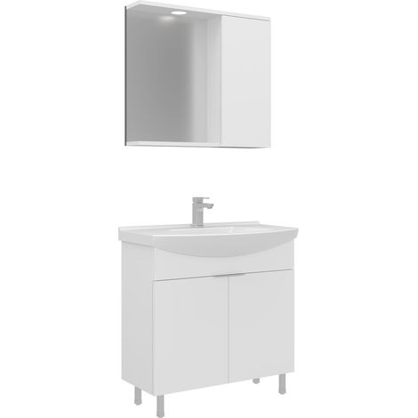 Ensemble Meuble Vasque avec Miroir (2 Pièces) "Purus 80" - 80 x 50 x 83 cm - White (1/3)