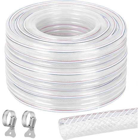 Tuyau d'aspiration en PVC - 20 x 25 mm - 10 m - Transparent - Renforcé - Flexible pour eau, gaz, huile, air, air comprimé (1/5)