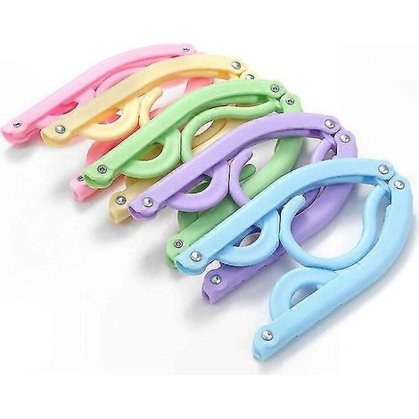 Faltbare Kleiderbügel, 15er-Set, tragbare, rutschfeste Kunststoffkleiderbügel für Zuhause, Hotel, Reisen und Camping (Gelb, Grün, Blau, Lila) (1/5)