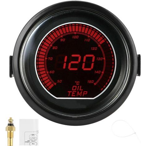 52 mm/2 Zoll Öltemperaturanzeige für universelle EVO-Serie mit blauer und roter LED-Beleuchtung für 12-V-Benzinfahrzeuge