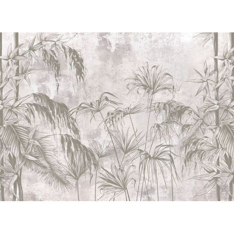 papier peint panoramique plantes tropicales gris  - Sanders & Sanders (1/3)
