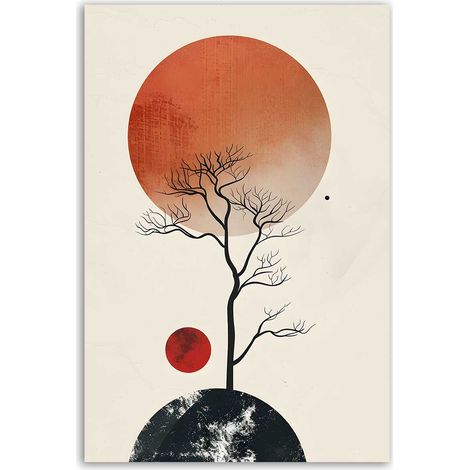 Tableau arbre et soleils minimalistes (1/5)