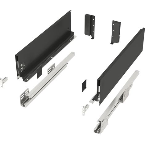 Schubladensystem Junker Slim SoftClose bis 40 Kg belastbar, Höhe 116 mm, Zargen-Breite 13 mm, Tiefe (Nennlänge) 500 mm, anthrazit