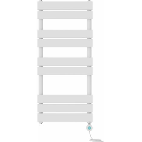 Pre-filled Electric Heated Towel Rail Radiator Flat Panel Thermostatic 1000x450mm White (1/5)