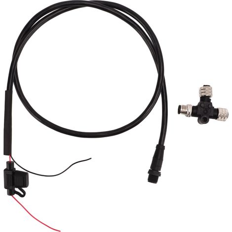 Câble de base avec connecteur en T, fusible 3A, 5 broches, filetage M12, 1 m de long, étanche IP67, pour réseau NMEA 2000.