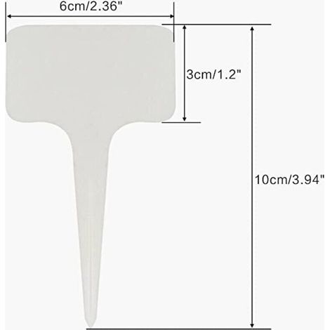 100 etichette per piantine, ideali per giardino e orto, in plastica impermeabile, per esterni, colore bianco, dimensioni 10x6 cm. (1/4)