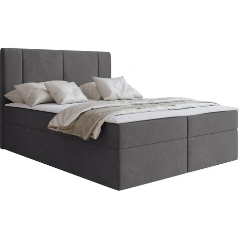Lit boxspring Zanesville 101, Manila 16, Continental, Double, 140x200, Tissu, Disponible, 142x209x115cm