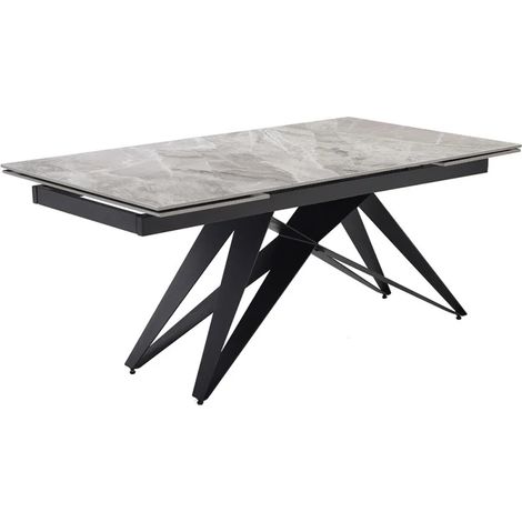Table extensible 180/260 cm céramique marbré laqué pied géométrique - DAKOTA 03 (1/5)
