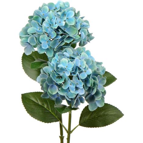 Künstliche Hortensie Blumen Real-Touch Kunstblumen Hydrangea Deko 2 Stück blaue (1/5)