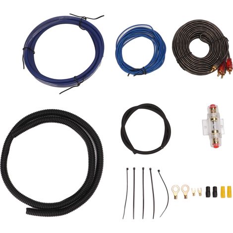 Kit Câble Amplificateur Voiture avec Câble Audio, Fil de Masse et Gaine Ondulée pour Haut-Parleur et Caisson de Basses (1/5)