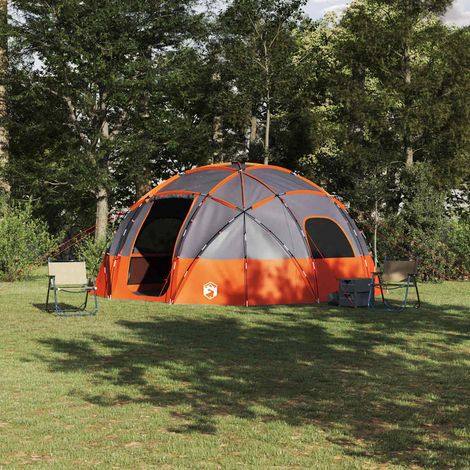 vidaXL Tente Dôme avec toit Gris et orange 475 x 475 x 235 cm taffetas (1/5)