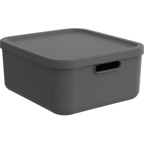 Rotho Aufbewahrungsbox Albula mit Deckel 17,5 x 39,5 cm 20 L anthrazit