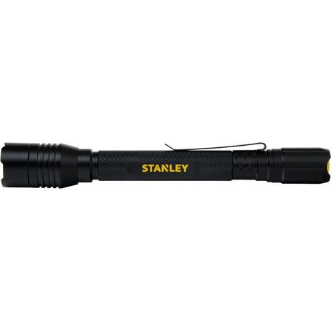 Stanley Black Hand Torch 200lm 3W LED Flashlight with Adjustable Beam, Side Clip (1/5)