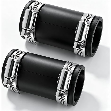 Lot de 2 manchons flexibles en caoutchouc - Diamètre : 40 mm - Avec 4 colliers de serrage en acier inoxydable - Plage de serrage : 38-57 mm - Pour ventilateur de tuyau et filtre à charbon (1/5)
