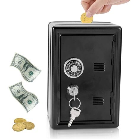 BUNTHAUS 10 x12 x18(Noir) Tirelire Coffre Fort avec Code, Petit Coffre Fort pour Enfants, Idéale pour Noël ou Un Anniversaire (1/5)