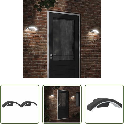 Außenbeleuchtung - LED-Außenwandleuchten 2 Stk. Schwarz Aluminiumdruckguss (1/5)