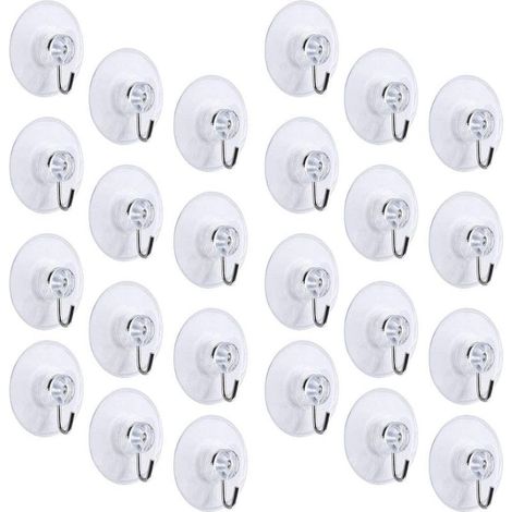 QAZQA Crochet Ventouses 24pcs Crochets Ventouse Salle de Bain 40mm Ventouse Crochet Transparent Crochet de la Serviette en PVC pour Accrocher Colliers Serviette (1/5)