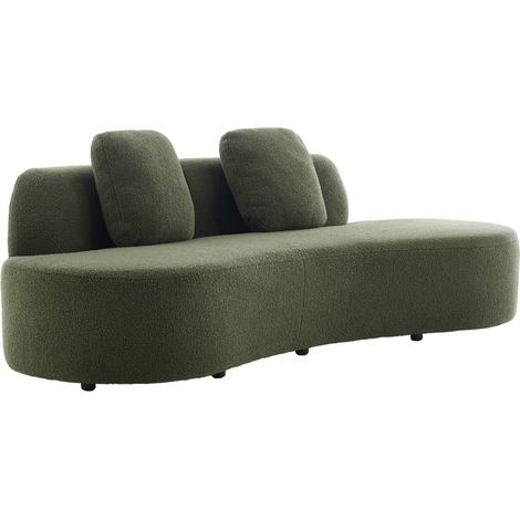 sweeek - Organisches Sofa, 3-Sitzer mit Bouclé-Bezug, Bouclé, Khaki