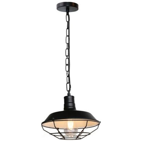 Vintage-Pendelleuchte, Kronleuchter aus Metall, Retro-Hängeleuchte, Antikschwarz, 26 cm (1/5)