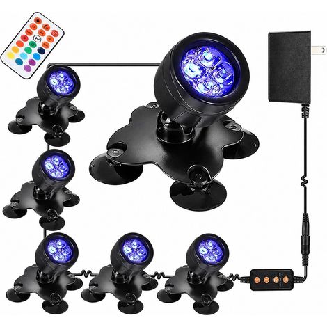 Lampe LED submersible pour aquarium, couleurs RGB changeantes, étanche, télécommande, 7 W, 12 V