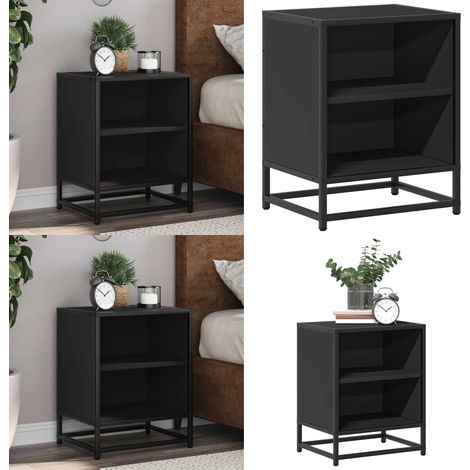 vidaXL Table de chevet noir 40x31x50 cm bois d'ingénierie et métal (1/5)