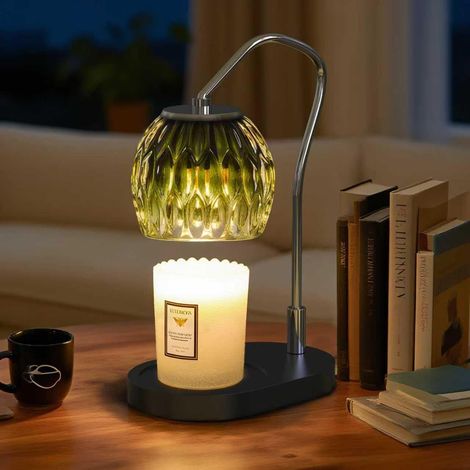 Lampe Réchauffante de Bougie avec Minuterie & Variateur 4 Niveaux - 2 Ampoules Incluses Parfum Maison