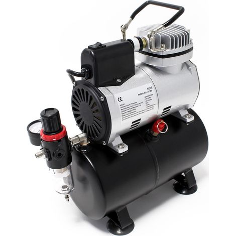 Wiltec Compresseur à membrane Aérographe Airbrush AF186 – 4 bar – Diaphragme – Sans huile – Réservoir d'air Réducteur de pression Coupure automatique – Aérographie, modélisme, manucure, tatouage