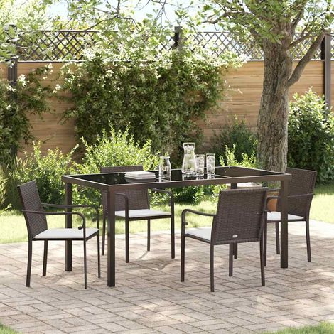 Garten Essgruppe 5 pcs Braun und Schwarz PE-Rattan (1/5)