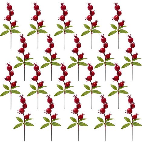 20 Artificial Pomegranate Branches Lifelike Exquisite Simulation Pomegranate Branches for Home Decor Red (1/2)