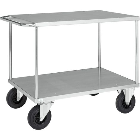 Kongamek Tischwagen, verzinkt 1300x800x870mm mit Ladefläche, Schiebegriff mit Gummibereifung und Bremse