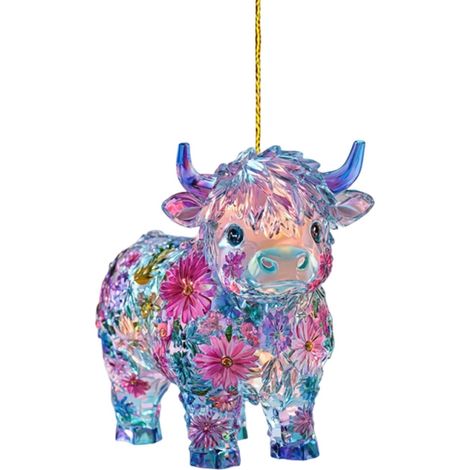 Pendentif Vache Des Highlands - Acrylique 2D - Décoration Murale Intérieure - Ornements de Noël - Lot de 1 (1/5)