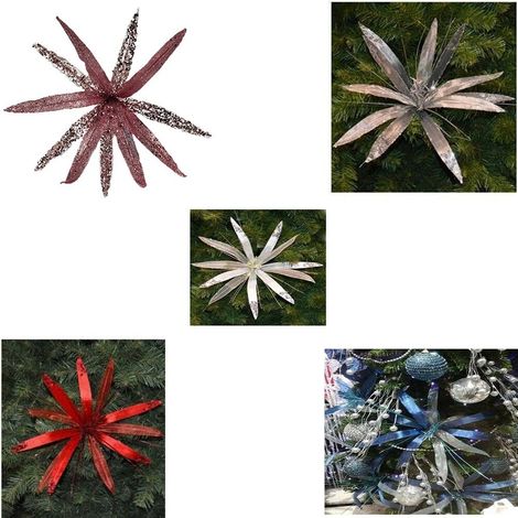 Decorazioni addobbi Albero di Natale Fiore Stella Bianco Rosso blu argento Rosa per  allestimento Ornamento ghirlande casa set 6 - colorigenerali: BLU (1/5)