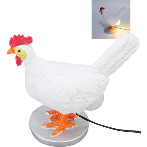 Lampe en forme d'œuf de poule, veilleuse LED 3D en forme de coq, lampe de table en résine réaliste, lampe d'œufs de Pâques lumineuse, lampes de bureau ornementales (1/5)