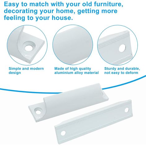 2 poignées de levage de barre de fenêtre blanche, trou de 8,9 cm au centre des boutons de porte d'armoire, en alliage d'aluminium (1/5)