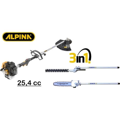 Decespugliatore + Tagliasiepi + Motosega/Troncarami/Tagliarami + Disco girevole 3 denti a scoppio 25,4cc Alpina - TB 250 J Multi