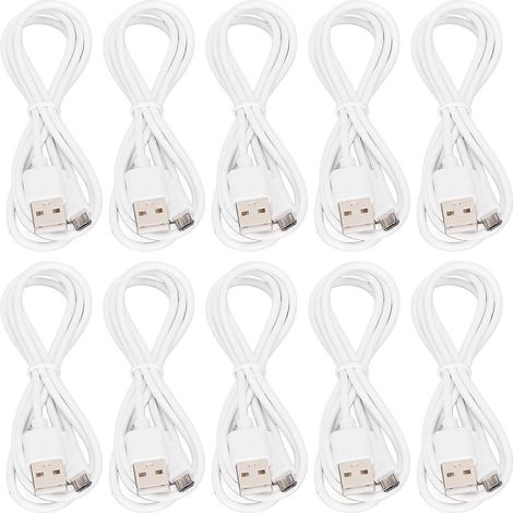 Câble de chargement Micro USB 2A pour smartphone, lot de 10 cordons de transfert de données, câble de remplacement longue durée, compatible téléphones portables, charge rapide et synchro (1/5)